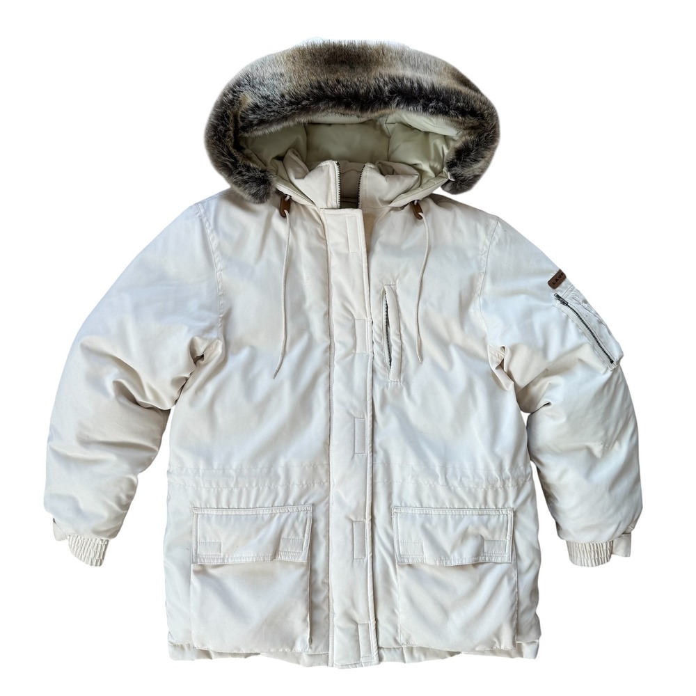 Vintage 90's Lauren Ralph Lauren Fur Hooded Puffer Jacket M‎
